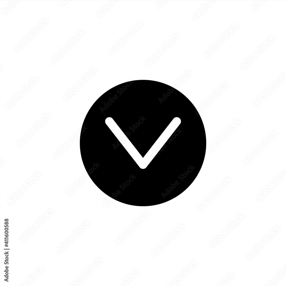 Down arrow icon in glyph or solid black style. Vector Down arrow icon in glyph or solid black style. Vector