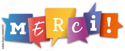Illustration merci mit Sprechblasen