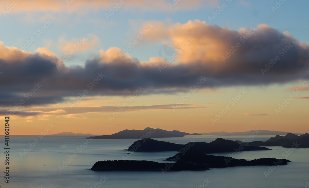 Elafiti Islands in Adriatic Sea sunset