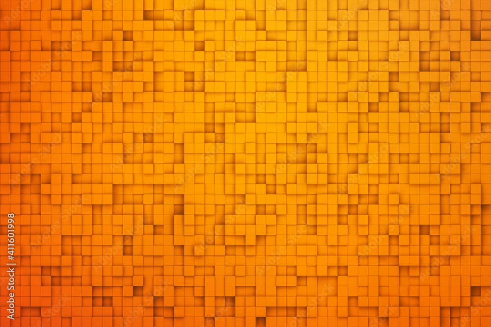 orange color abstract pixel square texture background 3d render