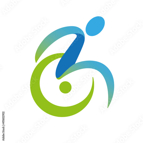 Passionate Disability People Support Logo. Wheel Chair Logo Illustration.