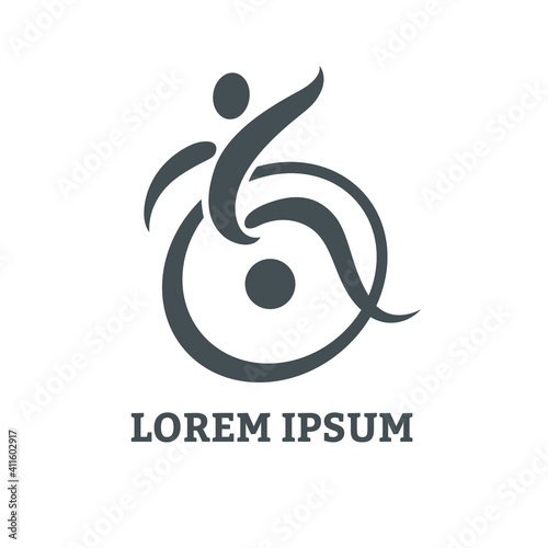 Passionate Disability People Support Logo. Wheel Chair Logo Illustration.