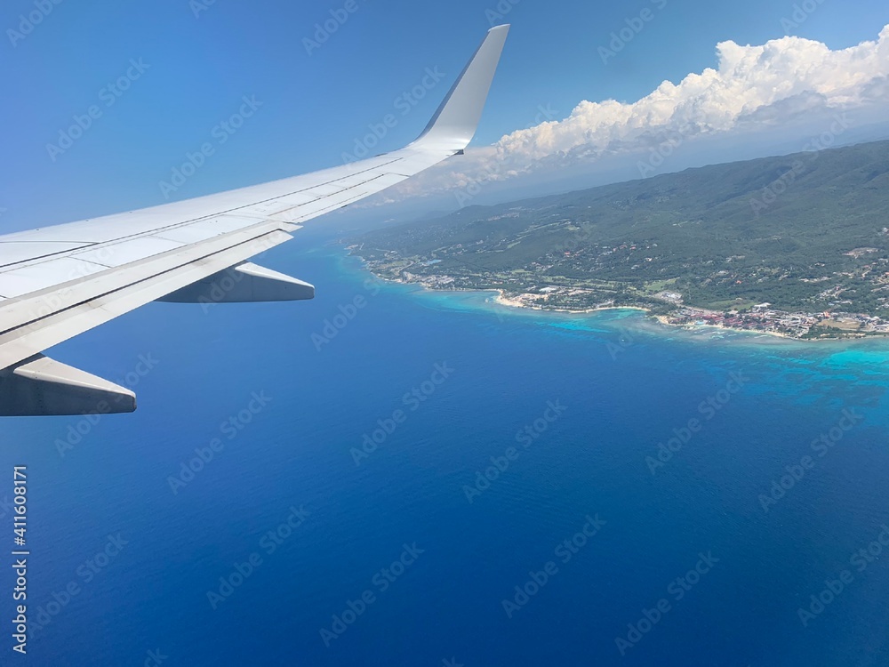 view from airplane window, Jamaica