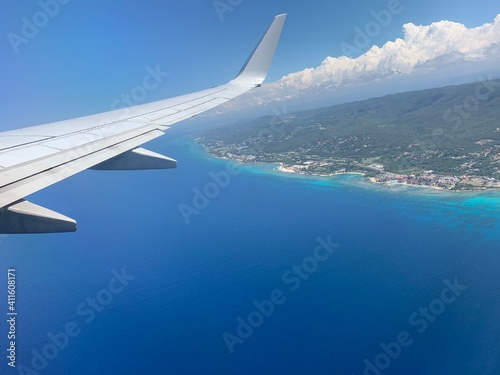 view from airplane window, Jamaica