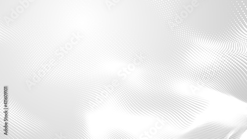 Dot white gray wave light technology texture background. Abstract big data digital concept. 3d rendering.