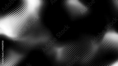 Wallpaper Mural Dot white black wave technology texture background. Abstract big data digital concept. 3d rendering. Torontodigital.ca