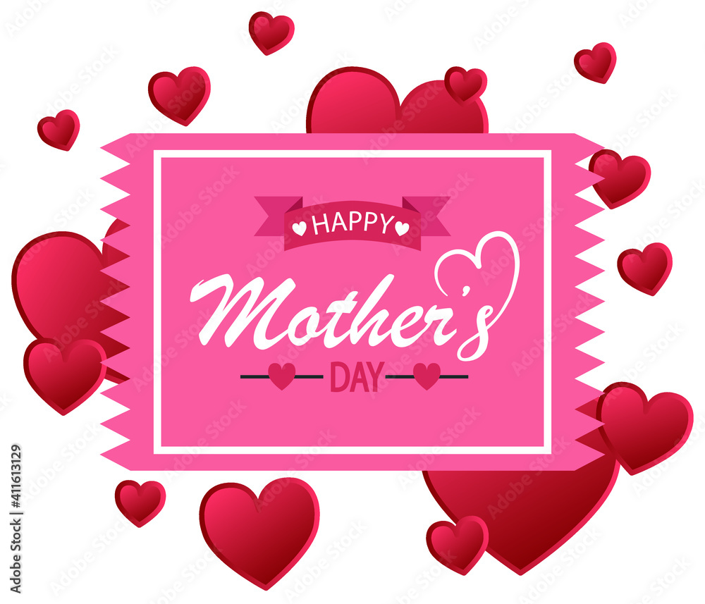 Happy Mother's Day greeting written with hand lettering. Typography design template for poster, banner, gift card, t-shirt print, label, badge. Vector illustration on a white background.