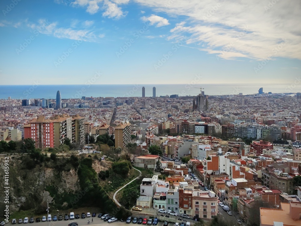 Barcelona skyline, Aerial view at day,Catalonia, Spain
