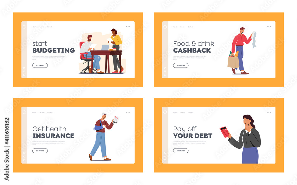Characters Shocked with High Price Landing Page Template Set. Upset People Look on Bills Surprised with Expensive Cost Characters Shocked with High Price Landing Page Template Set. Upset People Look on Bills Surprised with Expensive Cost