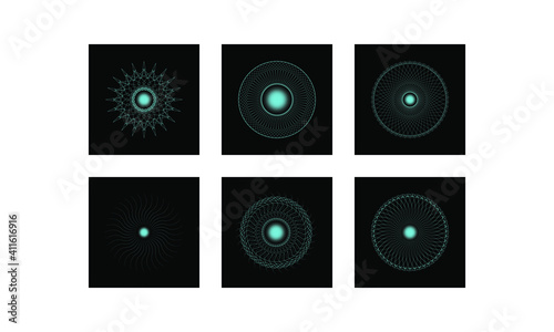 Blue circle line with center on black background