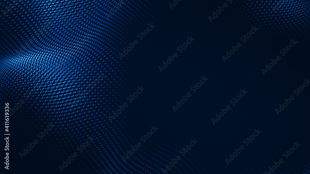 Dot white blue wave light screen gradient texture background. Abstract  technology big data digital background. 3d rendering.