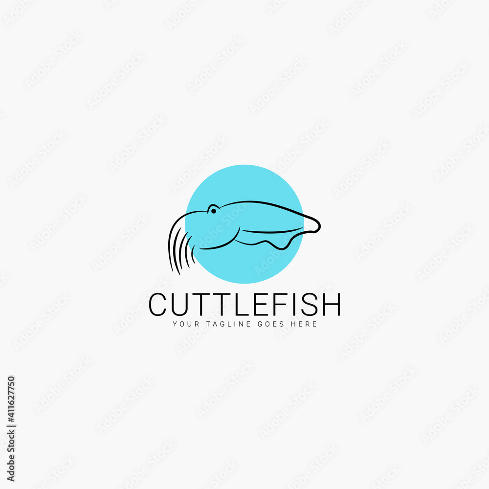 Cuttlefish line art minimalist logo vector illustration design Cuttlefish line art minimalist logo vector illustration design