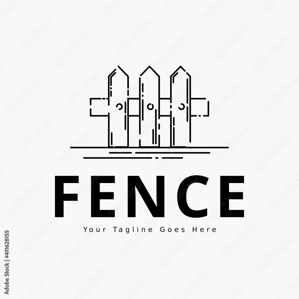 Fence line art logo vector illustration design