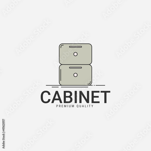 Cabinet line art logo vector illustration design