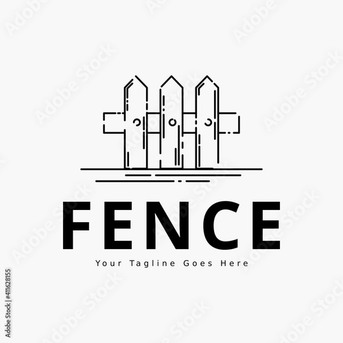 Fence line art logo vector illustration design