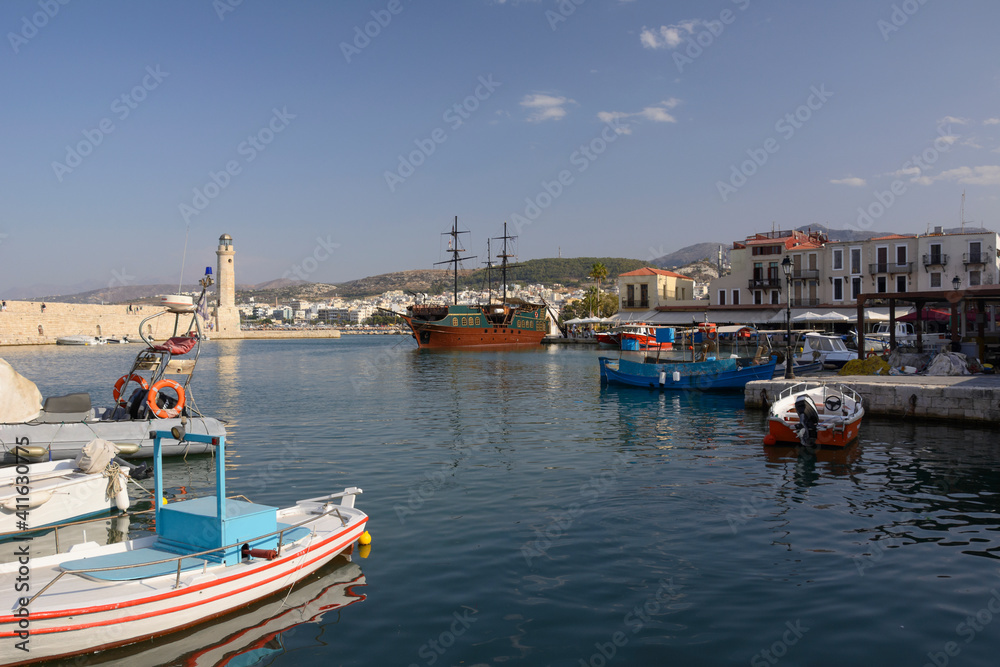 the Venetian Harbour in Rethymno on Crete island (Greece)