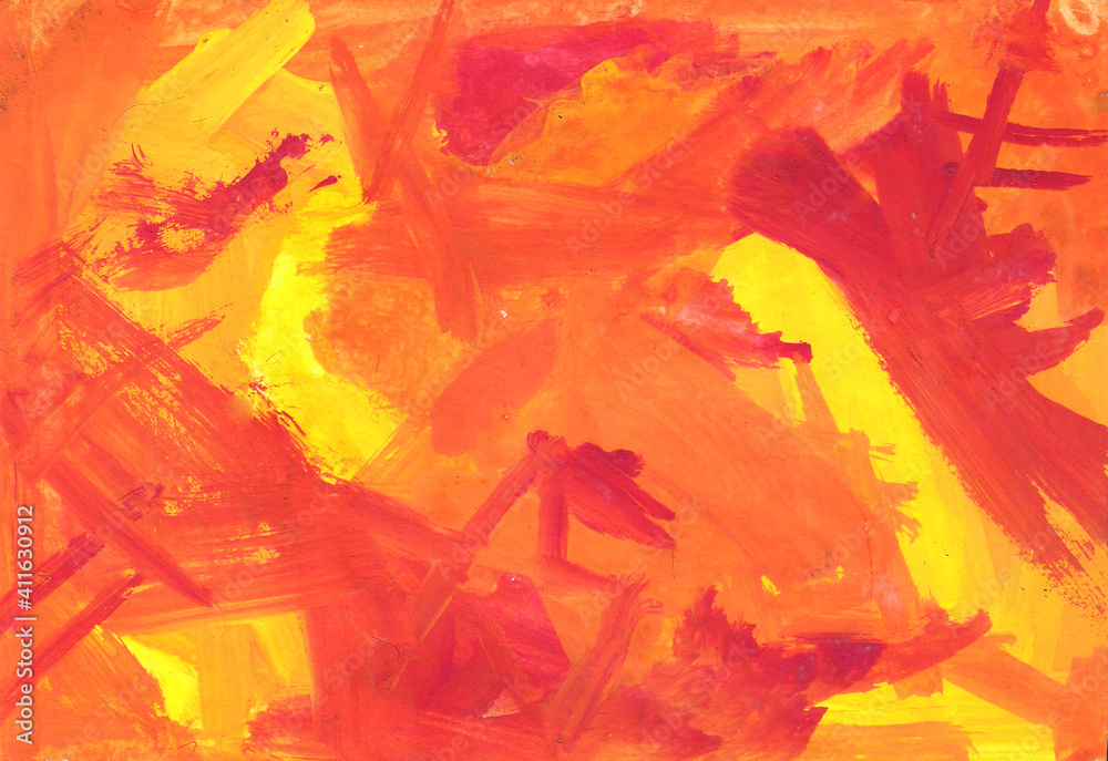 Obraz premium abstract background, brush strokes, bright background for festive, clear illustration in bright light colors green, red, orange, yellow. pattern. children's party Artistic strokes with brush, marker