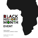 Black History Month Event poster template with African map continent silhouette icon. Vector illustration for national holiday banner or card. Annual celebration in february in USA