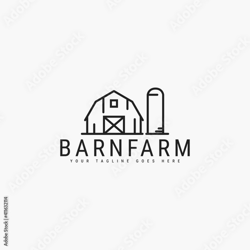 Barn line art minimalist logo vector illustration design