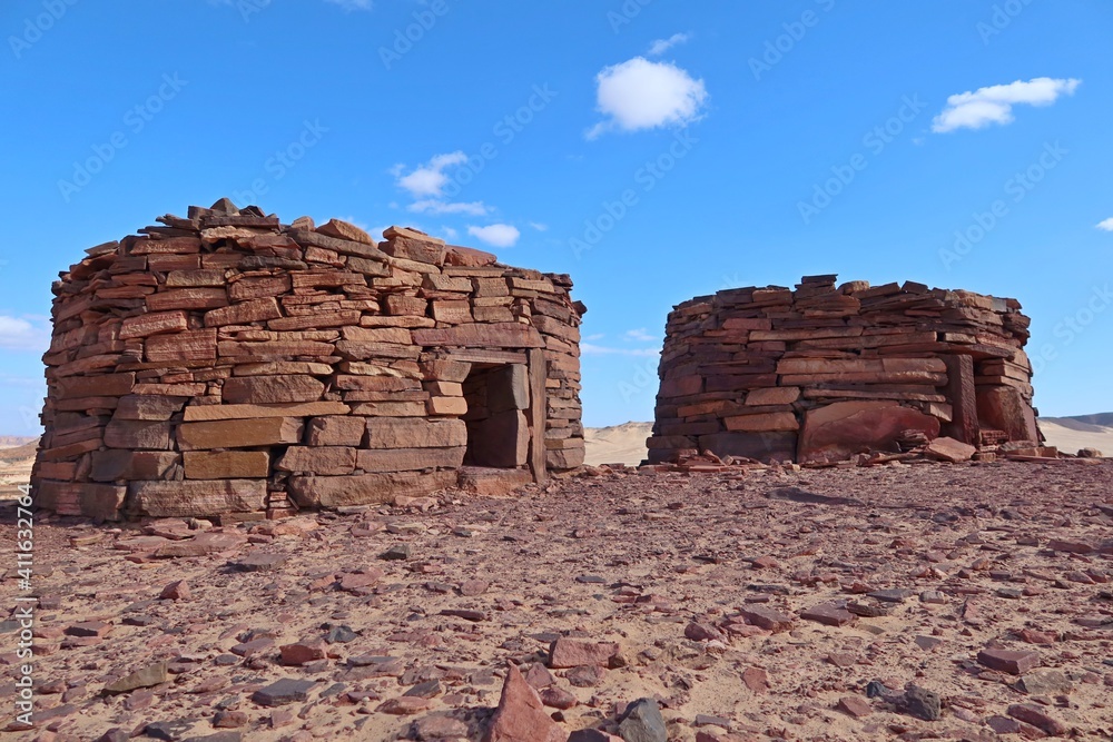 Old stone made Nawamis structures in Sinai in Egypt