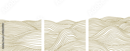 Trendy contemporary set of abstract creative geometric minimalist artistic hand painted composition art landscape template. Vector posters for wall decor in vintage style