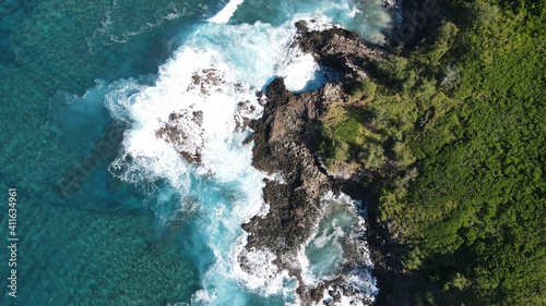 Aerial views of Lipoa point in West Maui during a winter swell 15