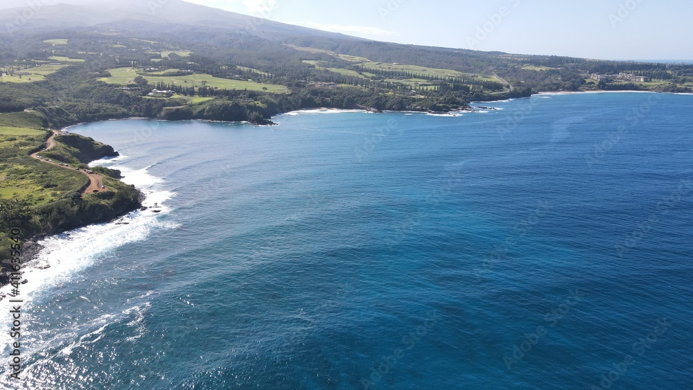 Aerial views of Lipoa point in West Maui during a winter swell 3