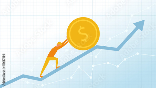 Rising stock market concept illustration. Way to the financial success concept.