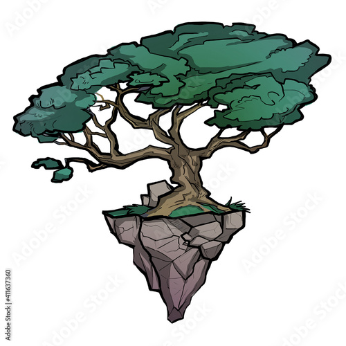Canvas Print drawing of a tree on a stone, sharp