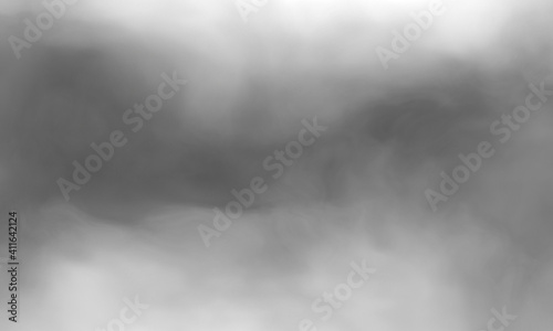 Fotografie, Obraz White gray smoke Isolated on black color dark horror background
