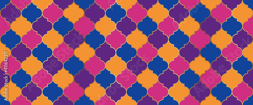 Traditional Ramadan Golden Mosque Tile. Ramadan Kareem Islam Decoration.