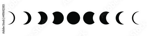 Moon phases flat icon illustration isolated on white background.