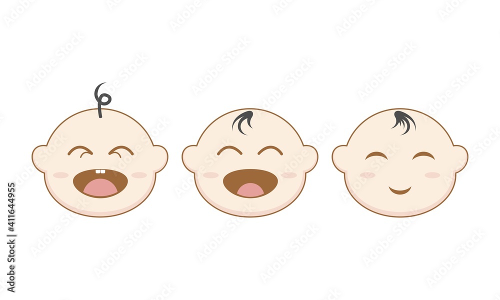 Cute baby face set package vector design