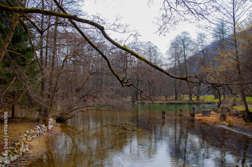 Beautiful river Bosna in the park Vrelo Bosne in Bosnia and Herzegovina