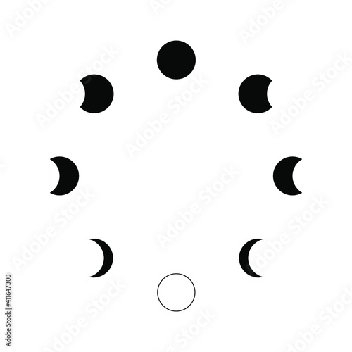 Moon phases flat icon illustration isolated on white background.