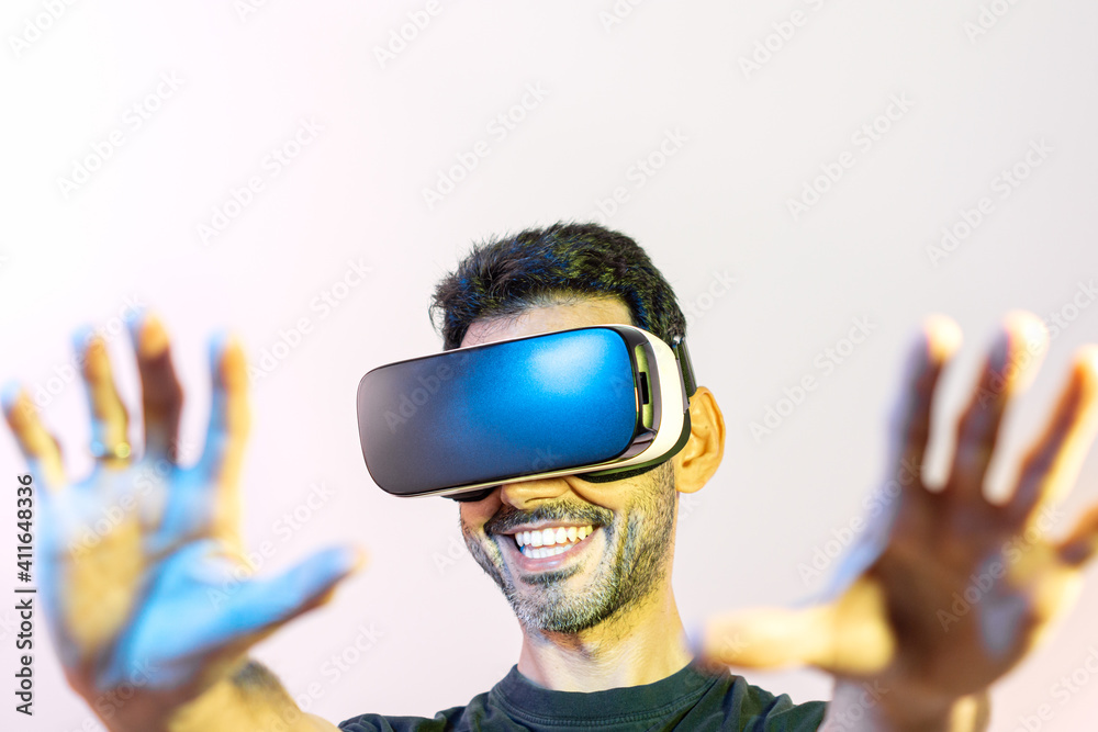 boy with virtual reality glasses boy with virtual reality glasses