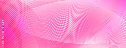 Abstract background made of curves and halftone dots in pink colors