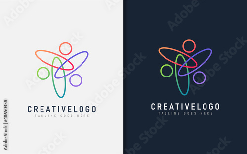 Abstract Colorful People logo Based Circle and Oval Shape. Vector Logo Illustration.