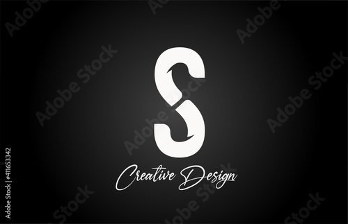 S simple alphabet letter icon logo design. Creative and elegant lettering and corporate identity. Template with creative text in black and white
