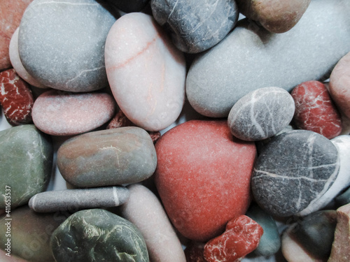 Colorful and many textures pebbles.