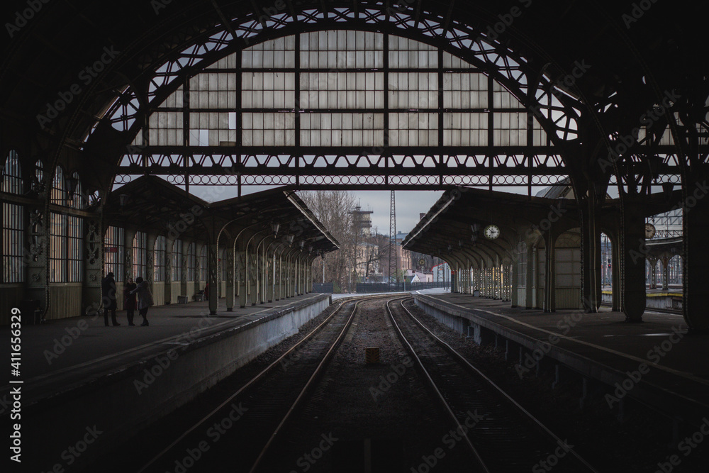 vintage Vitebsky railway station in St. Petersburg