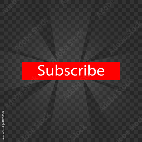 red button subscribe. button that activates the subscription. red button on a transparent background. shining button.