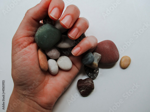 Colorful and many textures pebbles. "Selective focus."