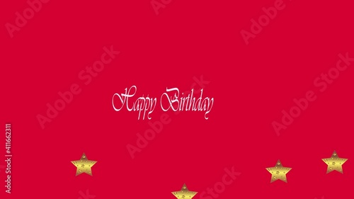 happy birthday text animation on a red background