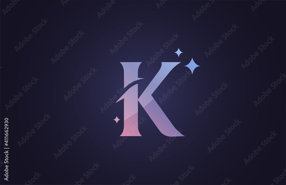 K beautiful alphabet letter logo for business and company in gradient pink blue. Creative lettering and corporate identity. Branding icon design K beautiful alphabet letter logo for business and company in gradient pink blue. Creative lettering and corporate identity. Branding icon design