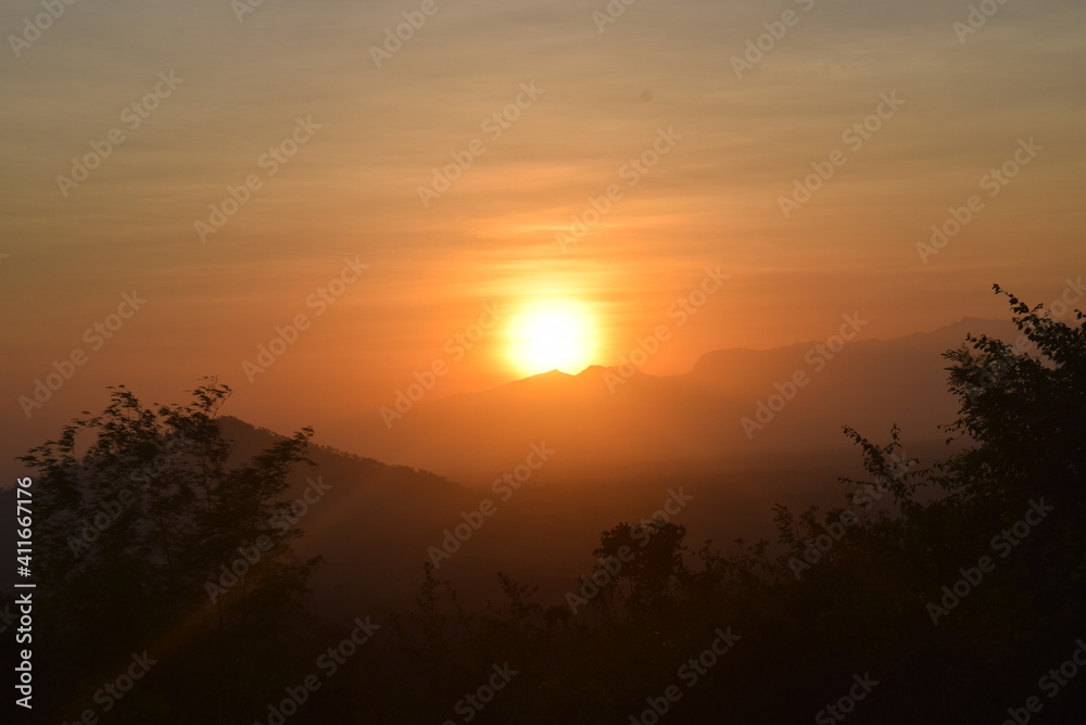 sunset in the mountains