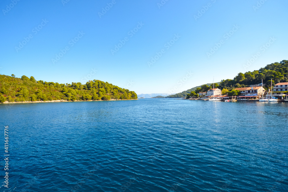 Calm waters on the Adriatic Sea on a sunny day near Dubrovnik and Hvar Croatia