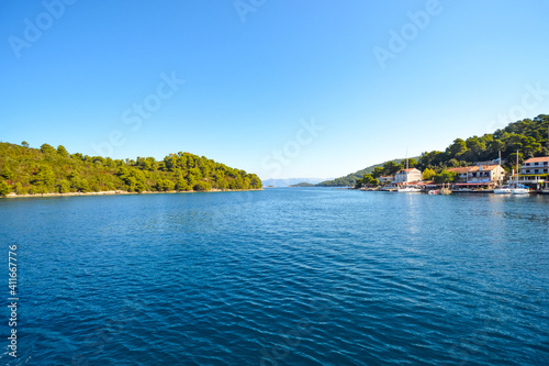 Calm waters on the Adriatic Sea on a sunny day near Dubrovnik and Hvar Croatia