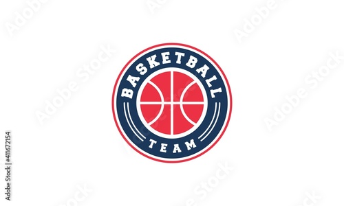 basketball logo with illustration of great looking basketball player jumping and about to throw basketball