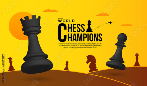 3D chess battle competition background, concept of business strategy and management